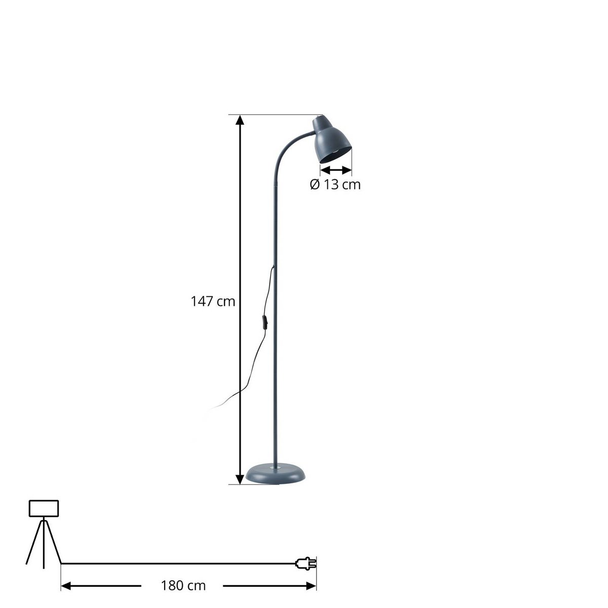 Lampadaire en métal, Tebbi gris, LINDBY
