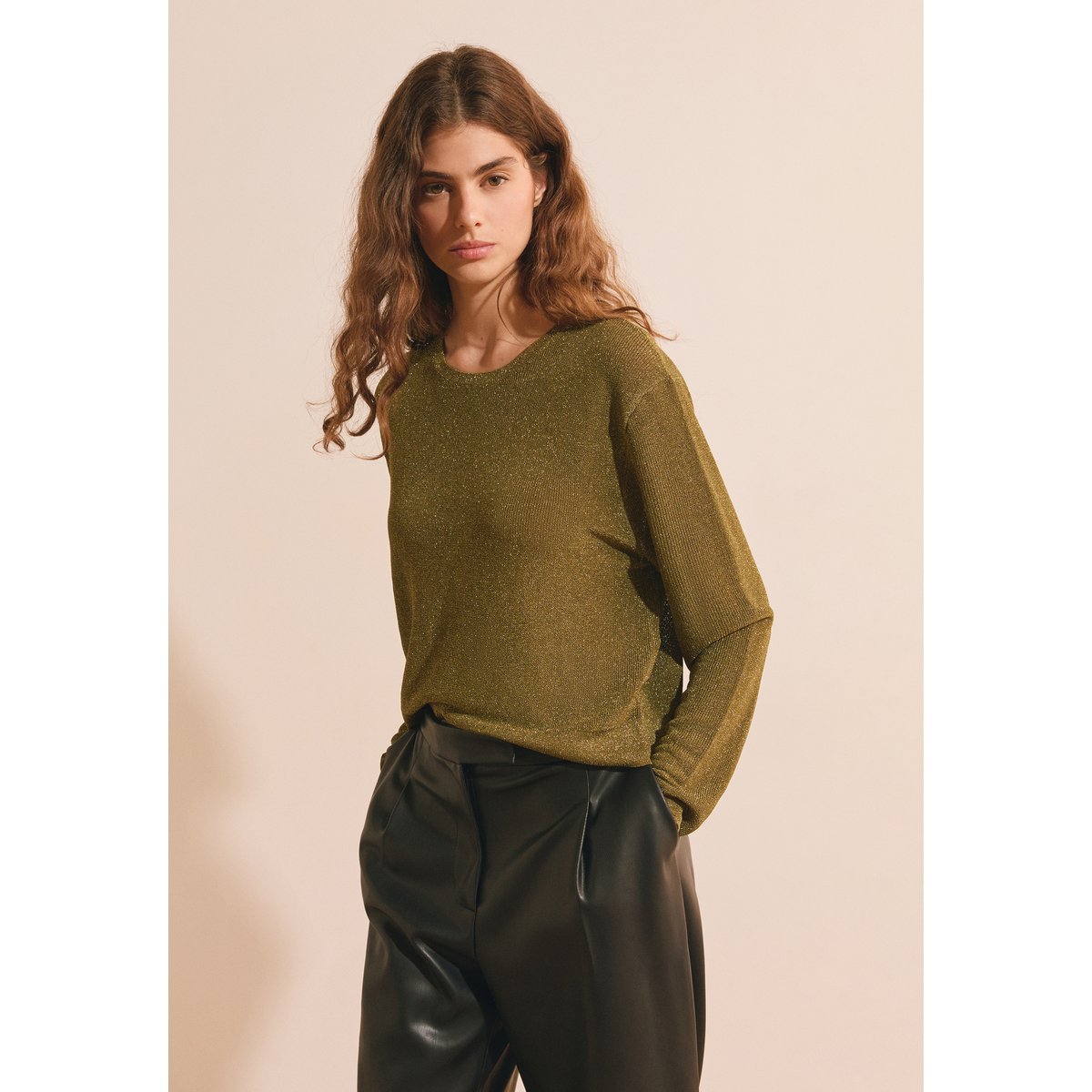 Pull manches longues irisé SALIME anis, ETAM