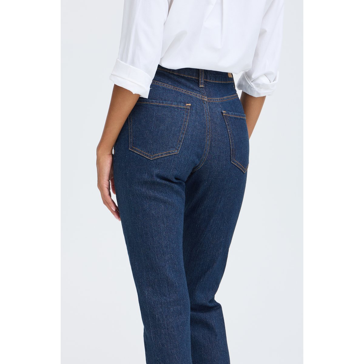 Jeans coupe droite, taille haute bleu dark blue denim, B.YOUNG