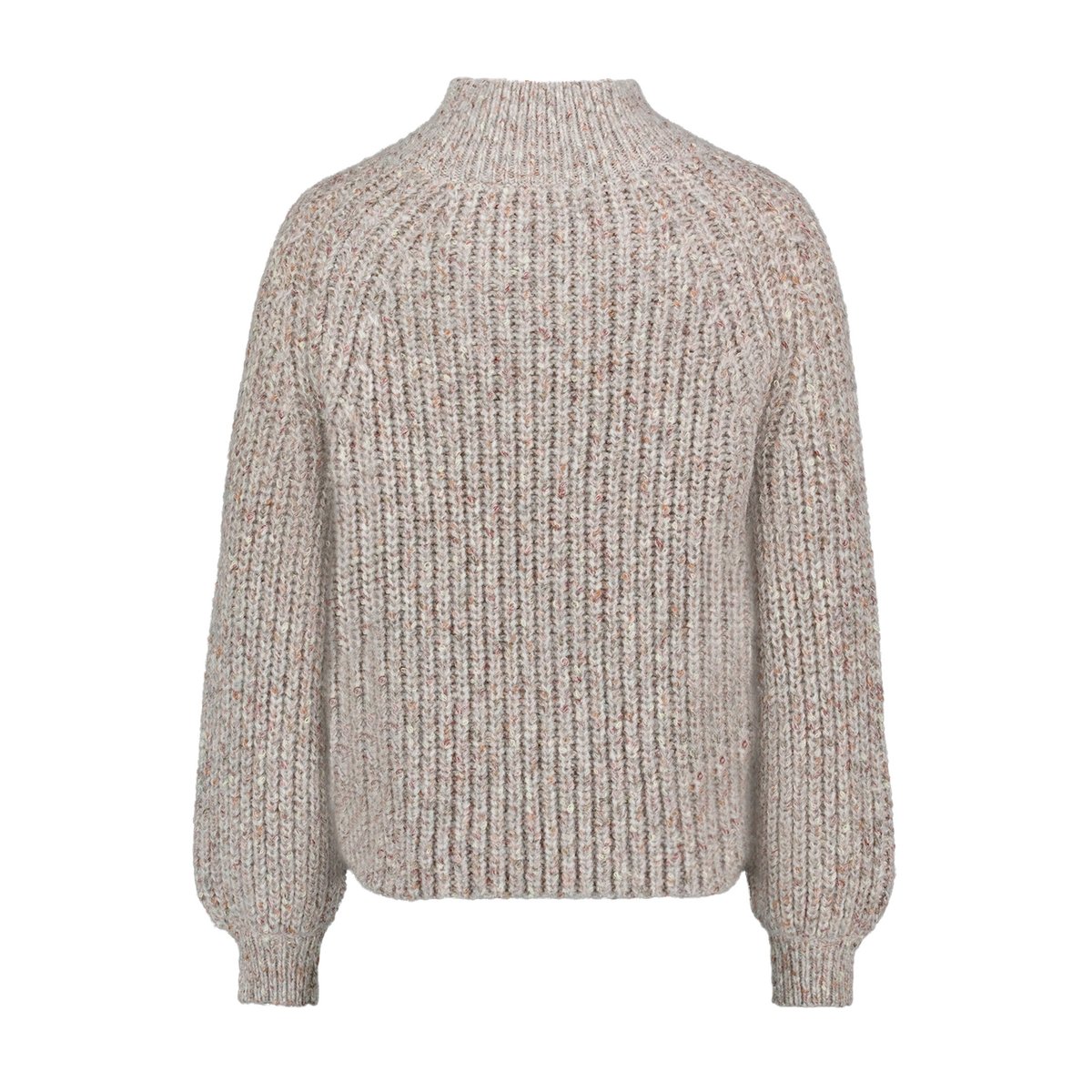Pull-over en maille à col cheminée blanc/marron, CARTOON