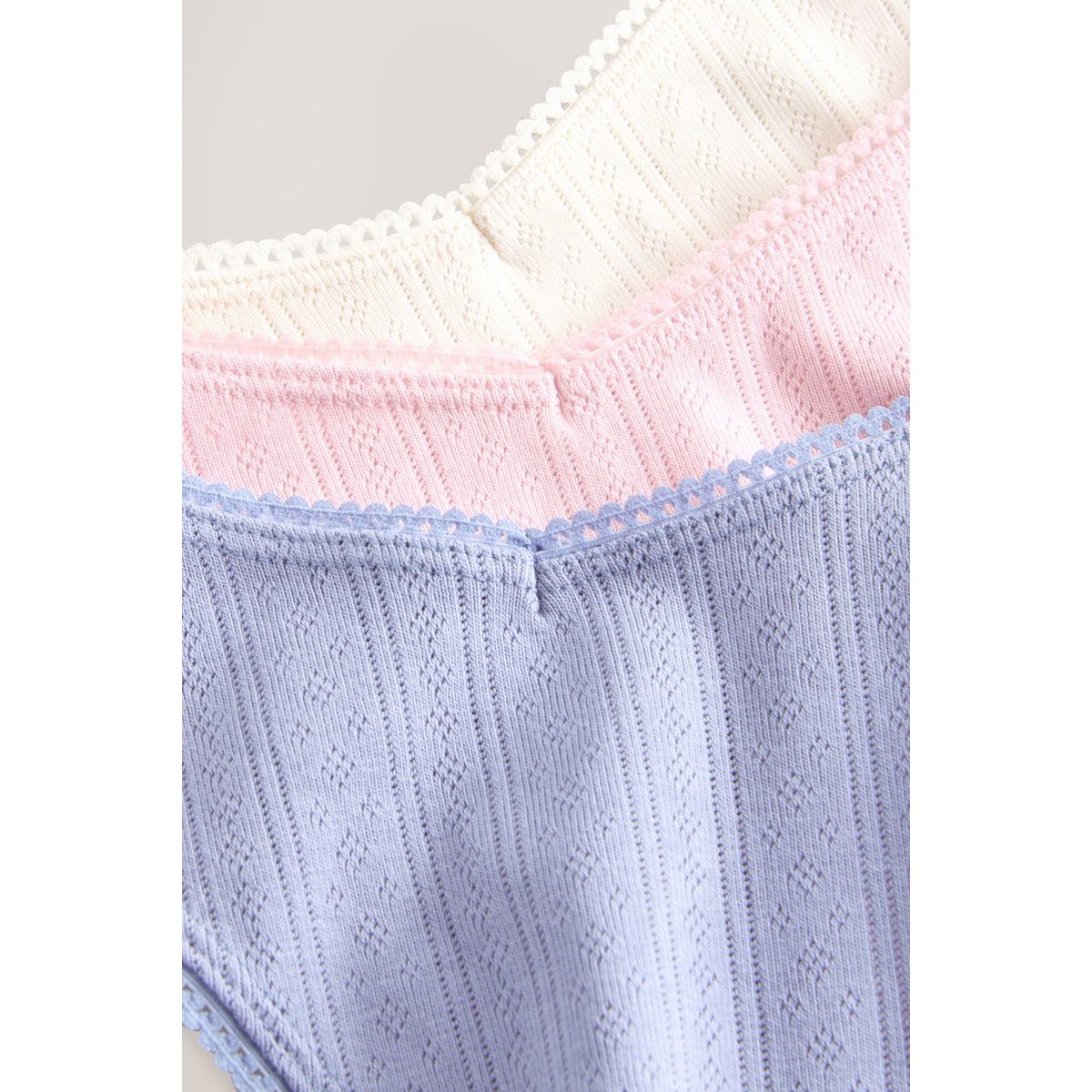 Culotte en pointelle, lot de 3 bleu/rose/crème, NEXT