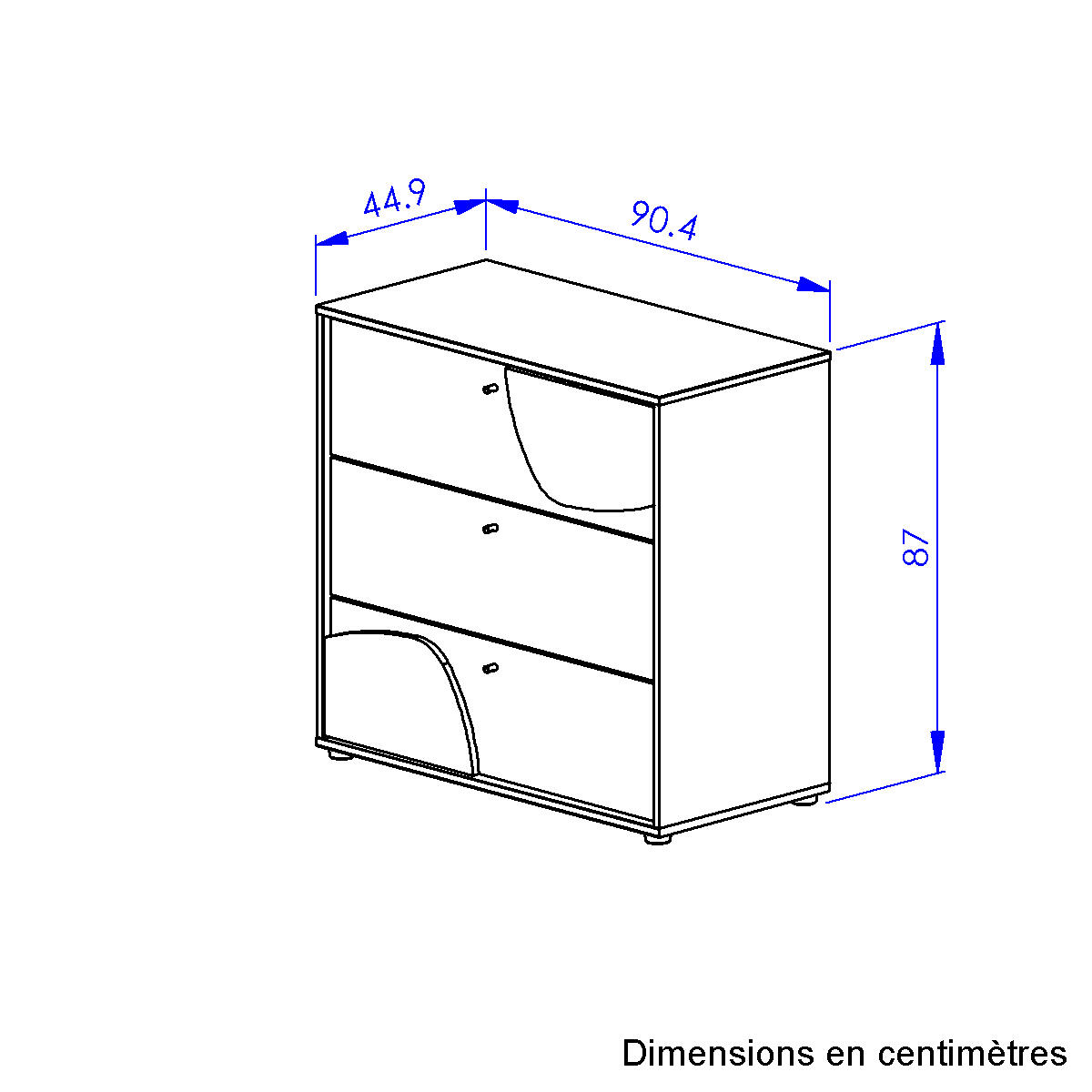 Commode 3 tiroirs BASILE beige, GALIPETTE