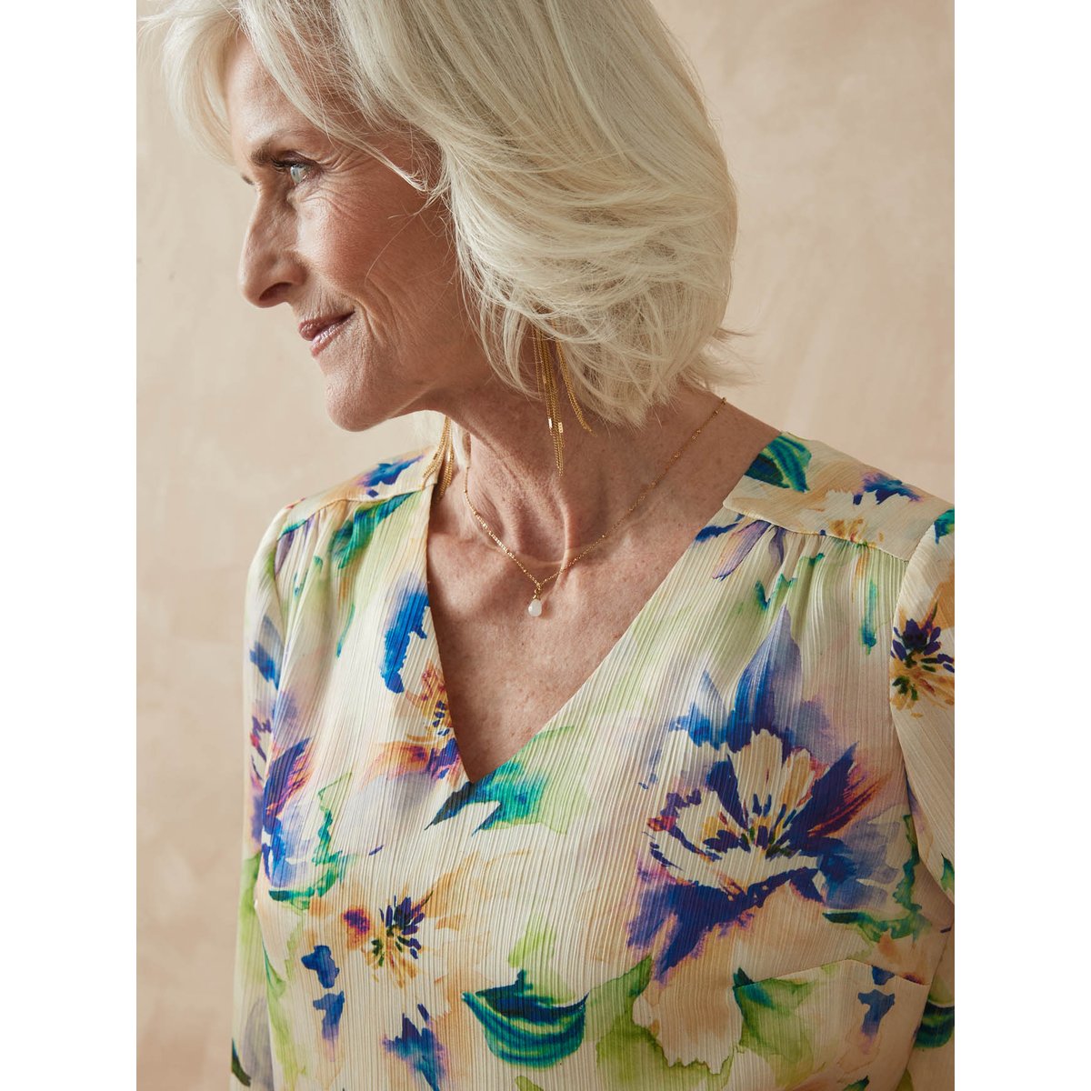 Blouse avec fronces imprimé vert, DAXON