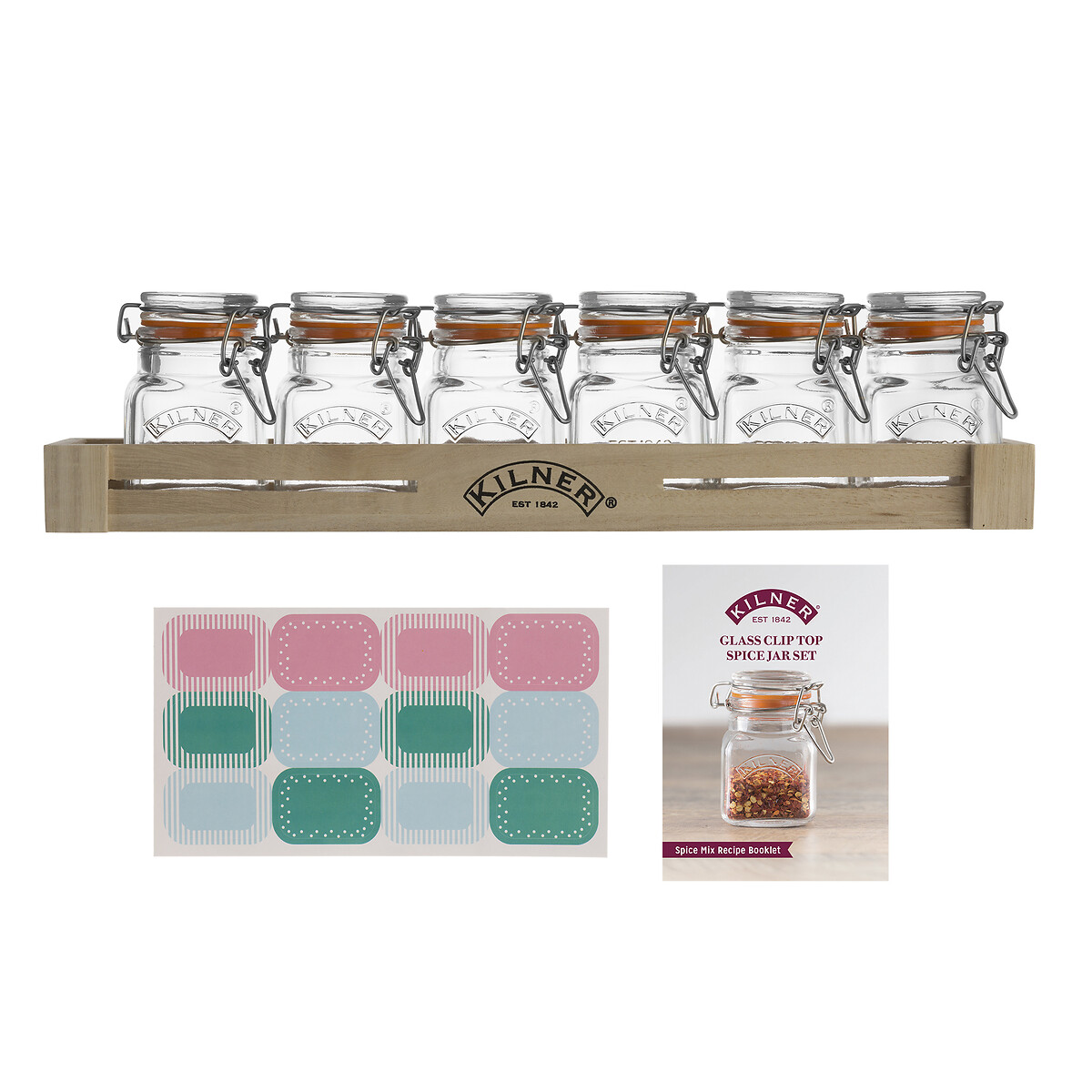 6-Piece Spice Jar Set with Accessories glass, KILNER