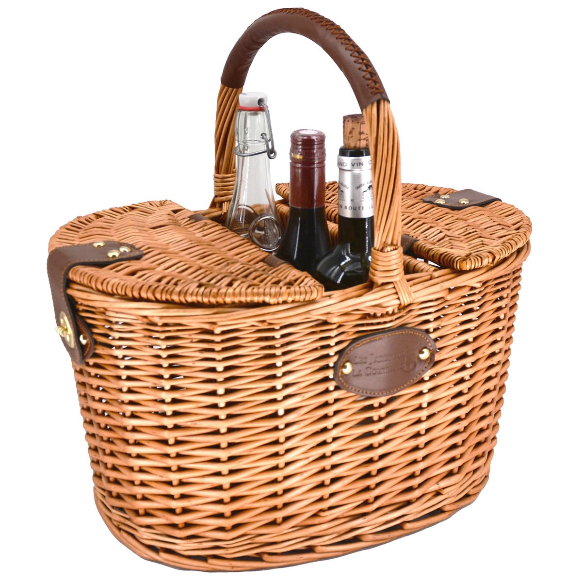 Panier porte-bouteilles en osier avec compartiments couleur unique, LES JARDINS DE LA COMTESSE