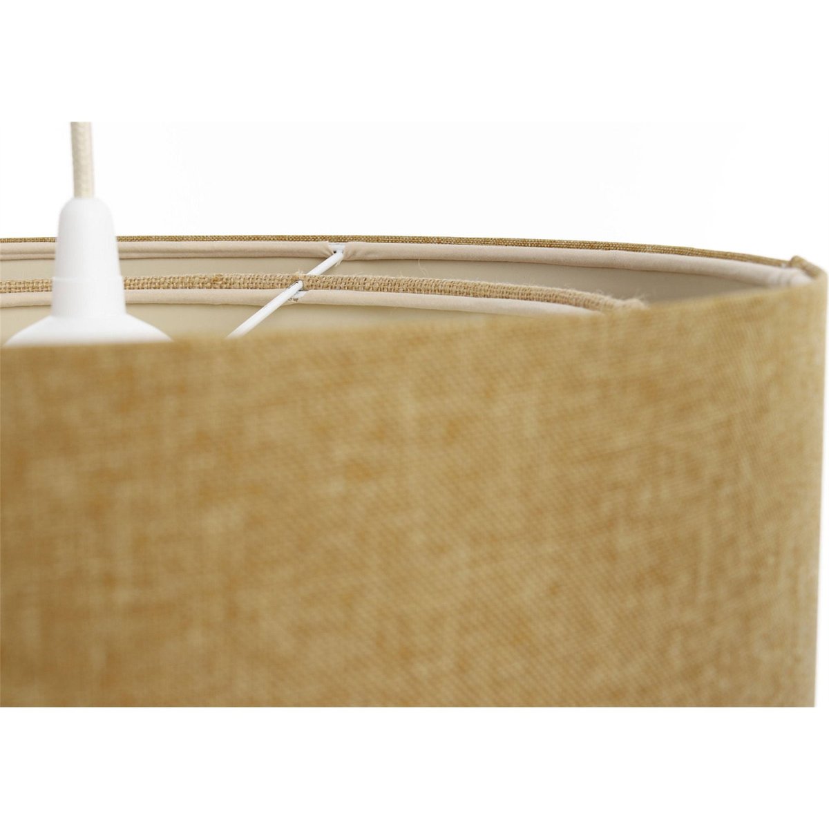 Suspension ronde en tissu et rotin Boho Elegant beige crème et rotin naturel, BPS KONCEPT