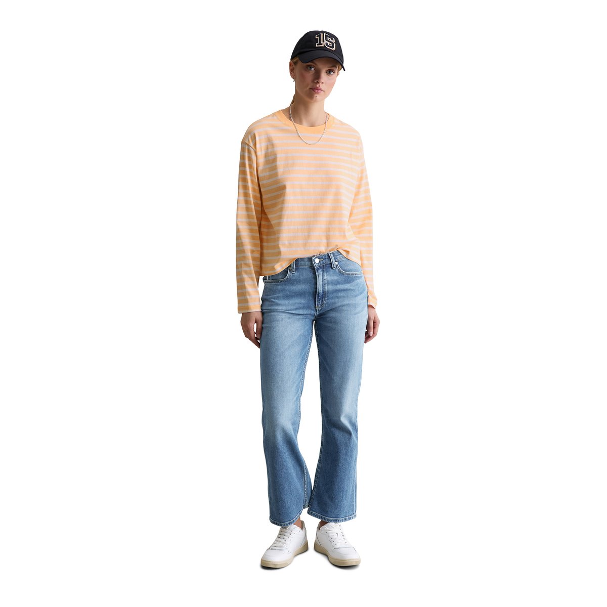 T-shirt long régulier en Heavy Slub Jersey orange, MARC O’POLO DENIM