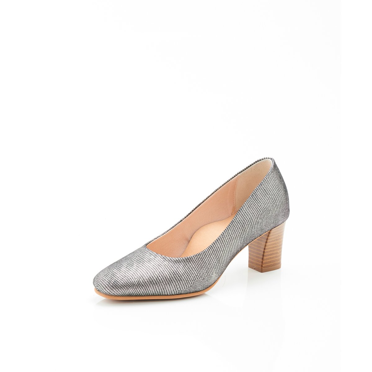 Escarpins unis ou imprimé python gris coloris argenté, DAMART