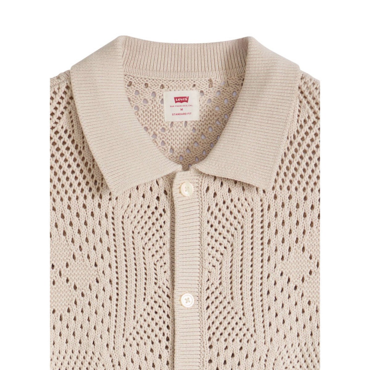 Polo en coton beige à coupe droite pourvu d'un col à revers côtelé beige, LEVI'S