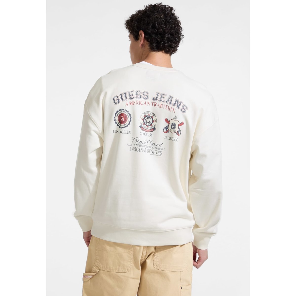Sweat-Shirt Logo Universitaire blanc, GUESS JEANS