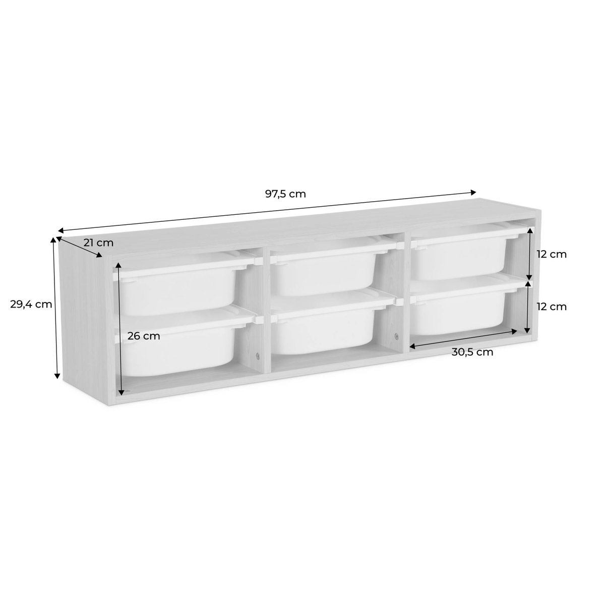 Meuble de rangement pour enfant 6 bacs de rangement colorés SORA orange, SWEEEK