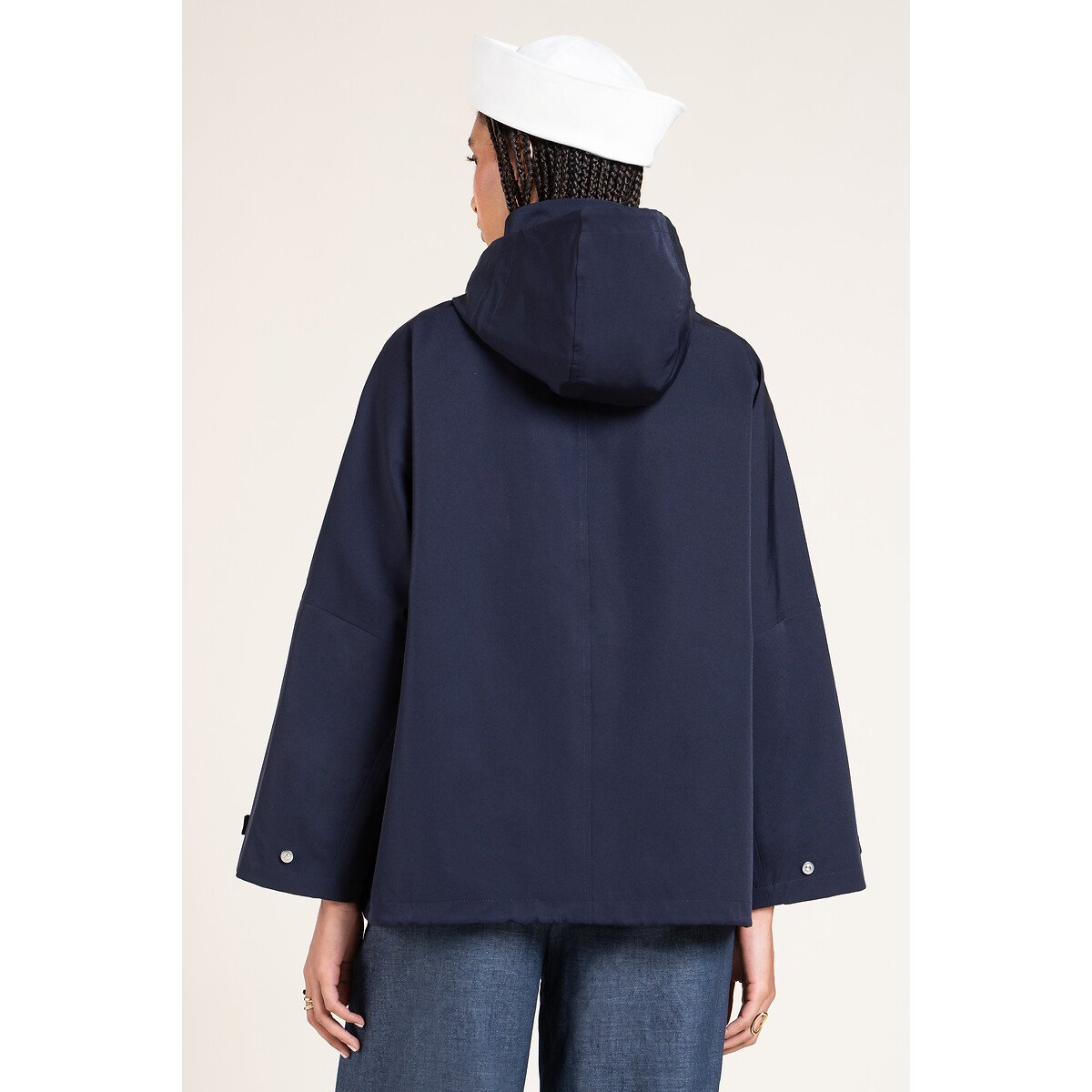 Veste cape courte imperméable oversize, LOURMEL indigo, FLOTTE