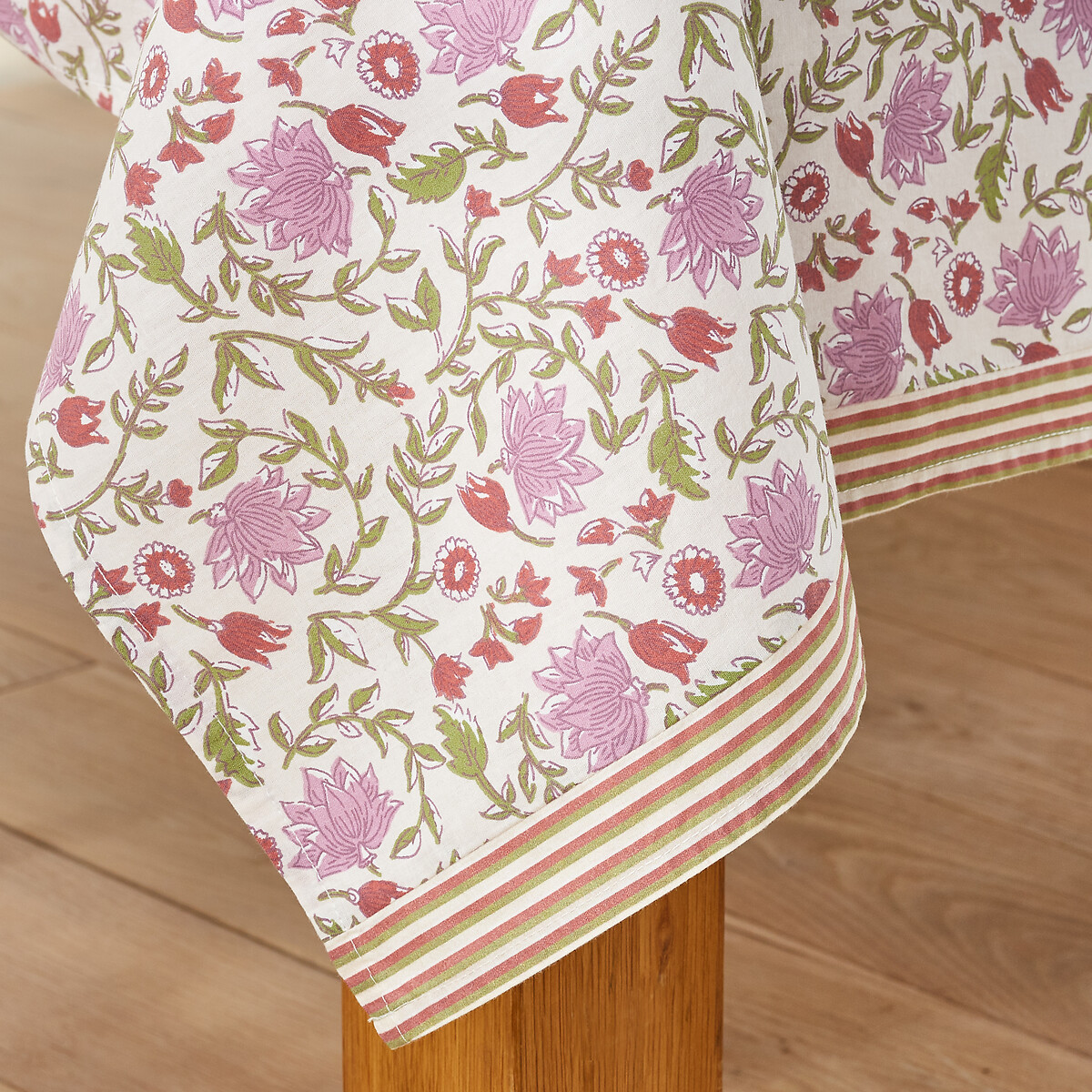 Nappe en coton lavé, Elsie imprimé fond mauve, LA REDOUTE INTERIEURS