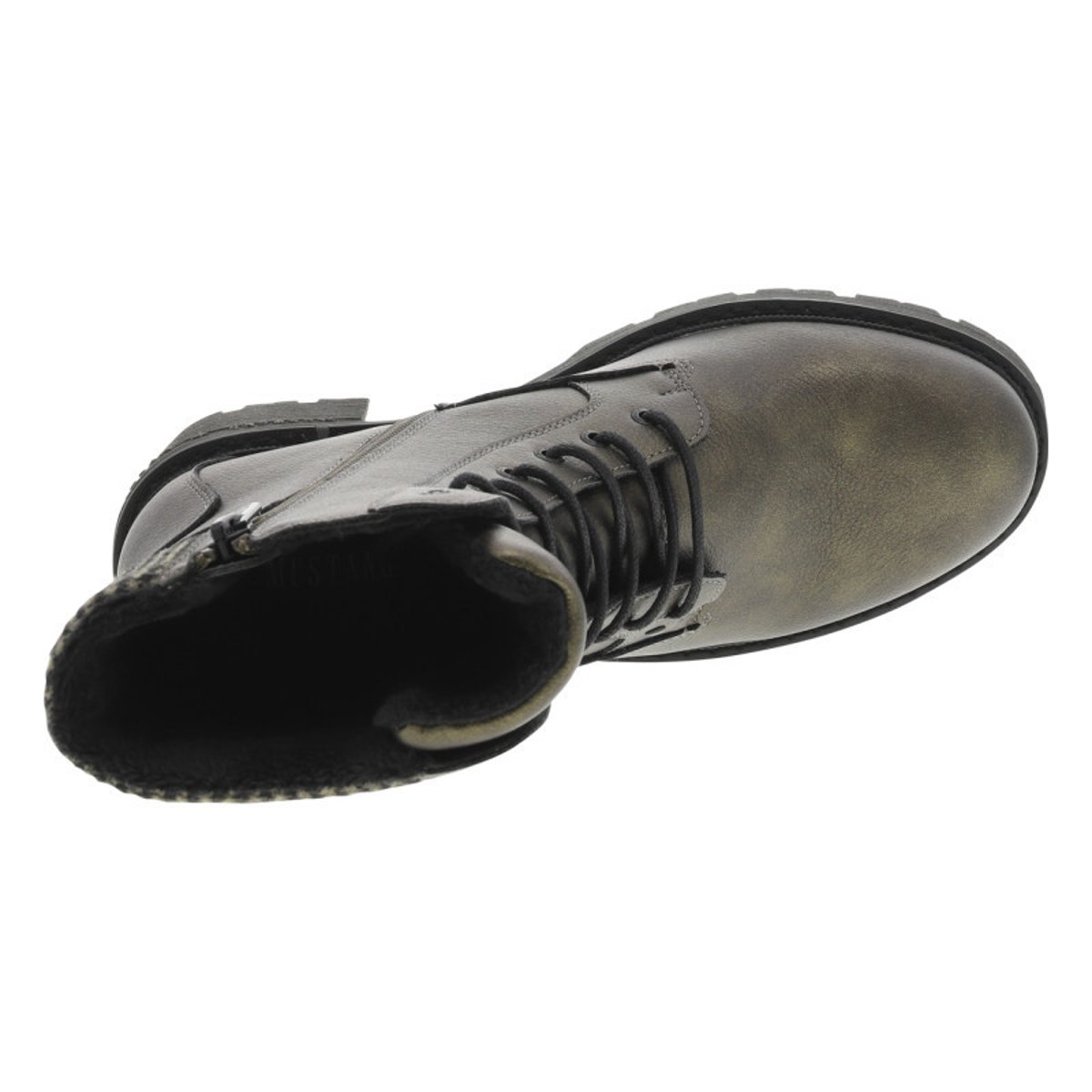 Bottines bronze à talon décroché moyen avec un zip et des lacets ronds bronze, MUSTANG