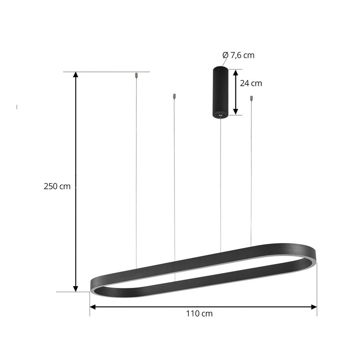 Suspension connectée en aluminium moderneLED noir, LUCANDE