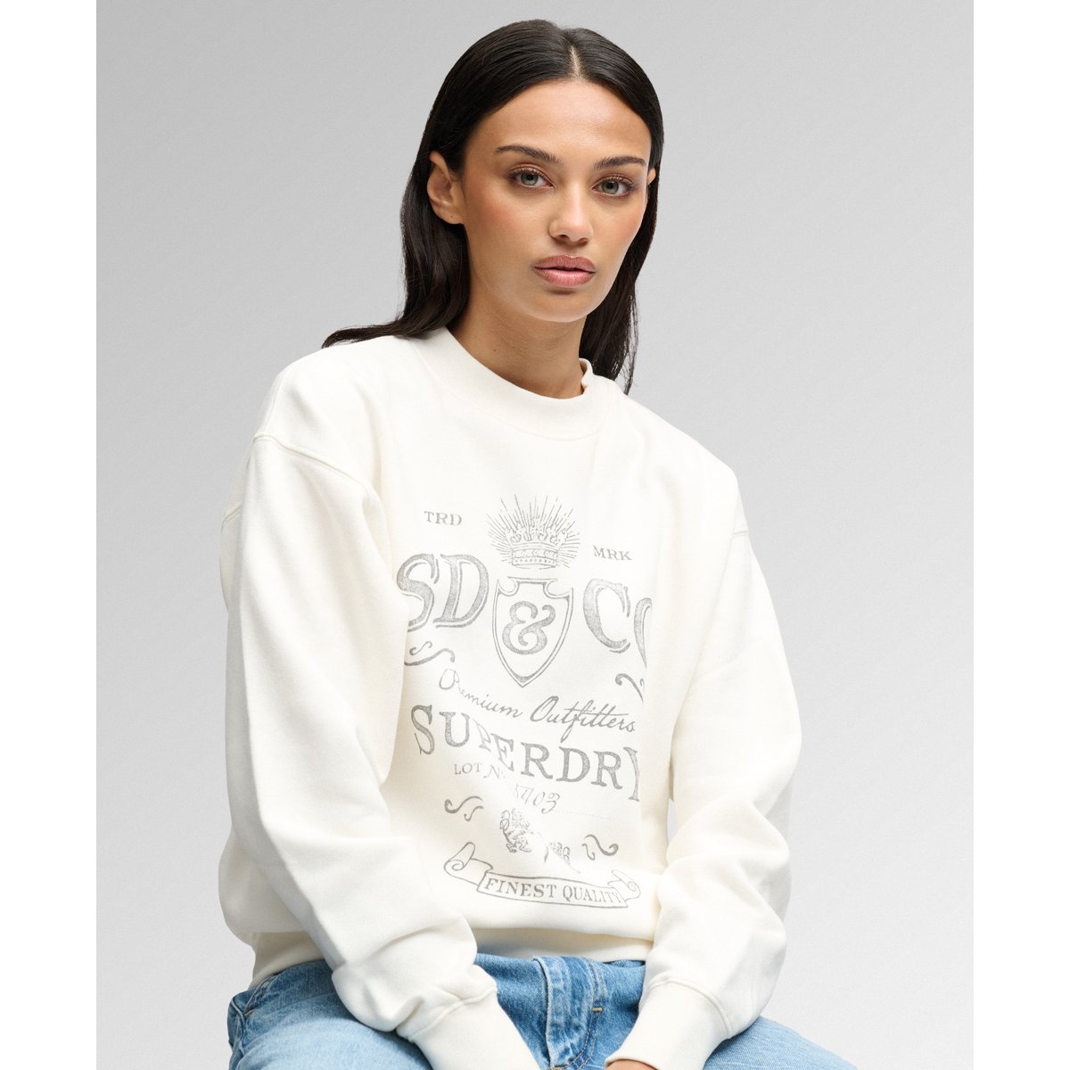 Sweatshirt Col Rond Vintage Workwear crème, SUPERDRY