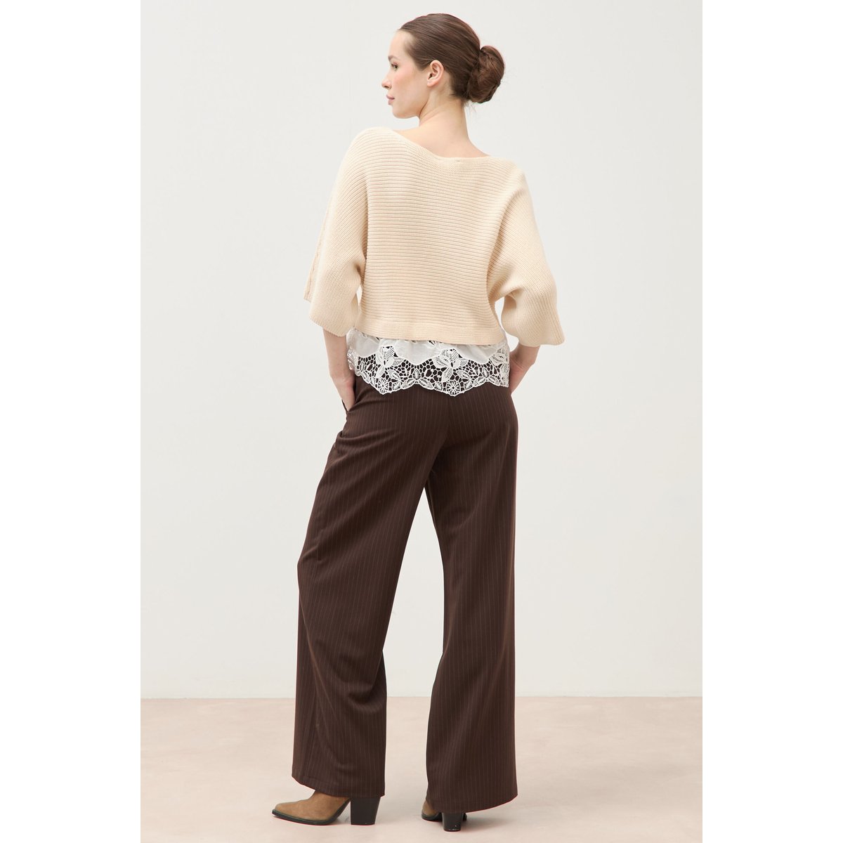 Pull col bateau manches courtes ivoire, BONOBO