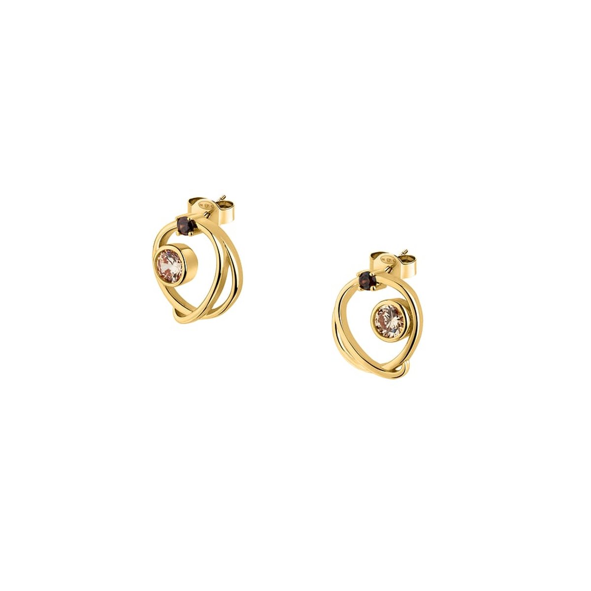 Boucles d'oreilles en Oxyde De Zirconium/argent et Oxyde de zirconium or et beige, L’ADOREE