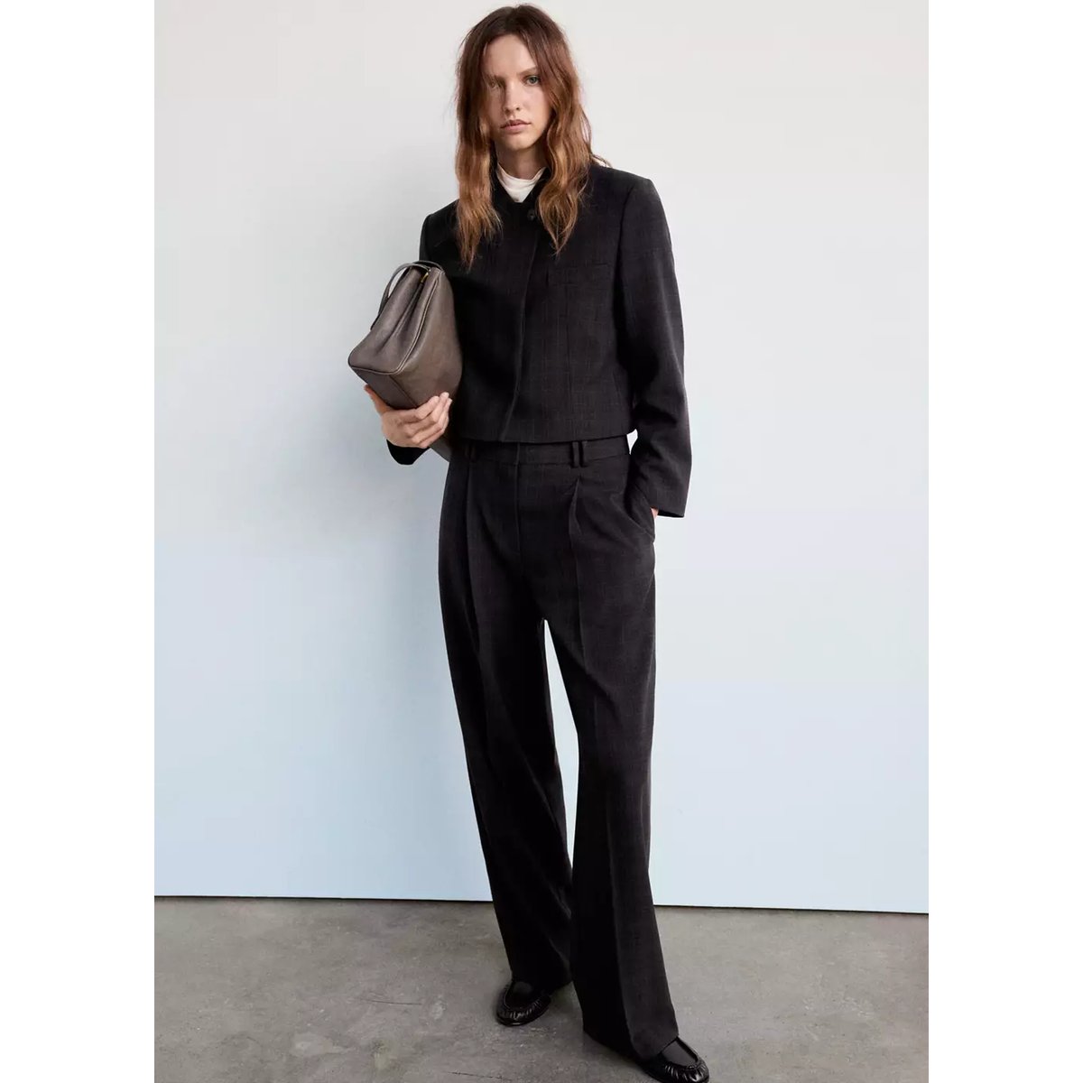 Blazer de costume à carreaux marron, MANGO