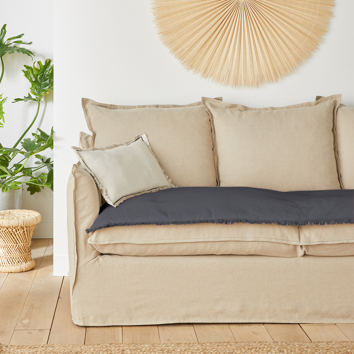 Matelas d'assise coton natté, Panama anthracite, LA REDOUTE INTERIEURS