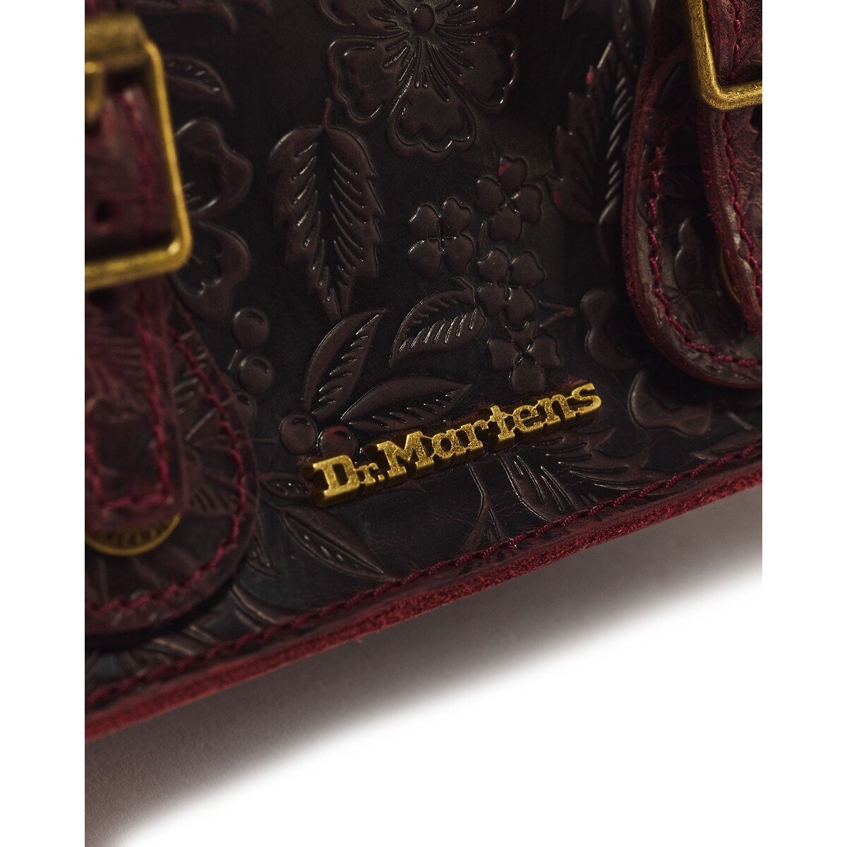 Borsa piccola a tracolla in pelle Crazy Horse rosso, DR. MARTENS