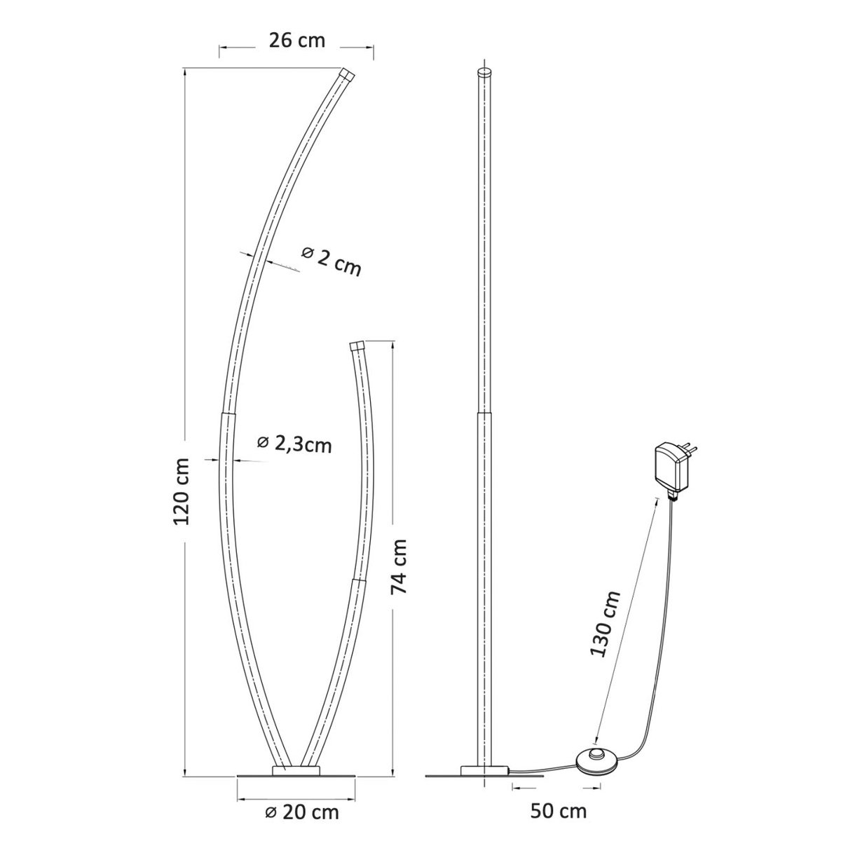 Lampadaire design avec LED intégrée - MOA doré / laiton, KOSILUM