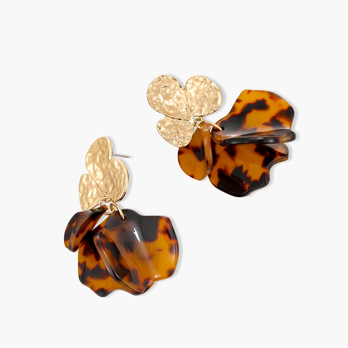 Boucles d'oreilles pétales en résine marron, BALABOOSTE