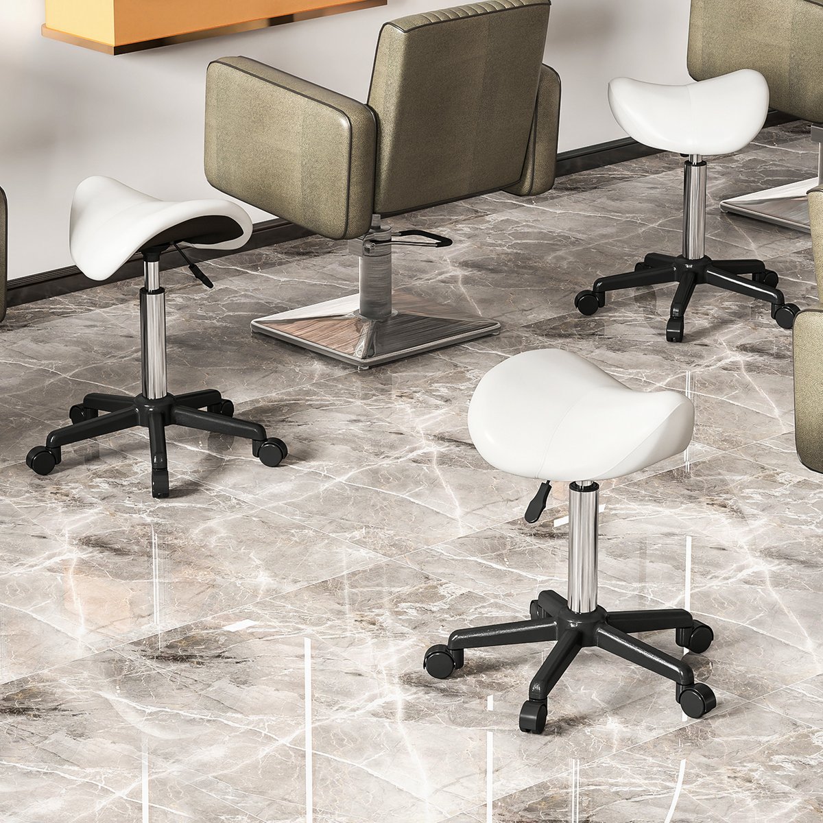 Tabouret de salon Polyuréthane Blanc blanc, HOMCOM