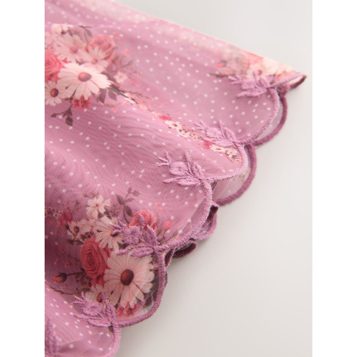 Robe soirée manches courtes col dentelle violet à fleurs, NEXT