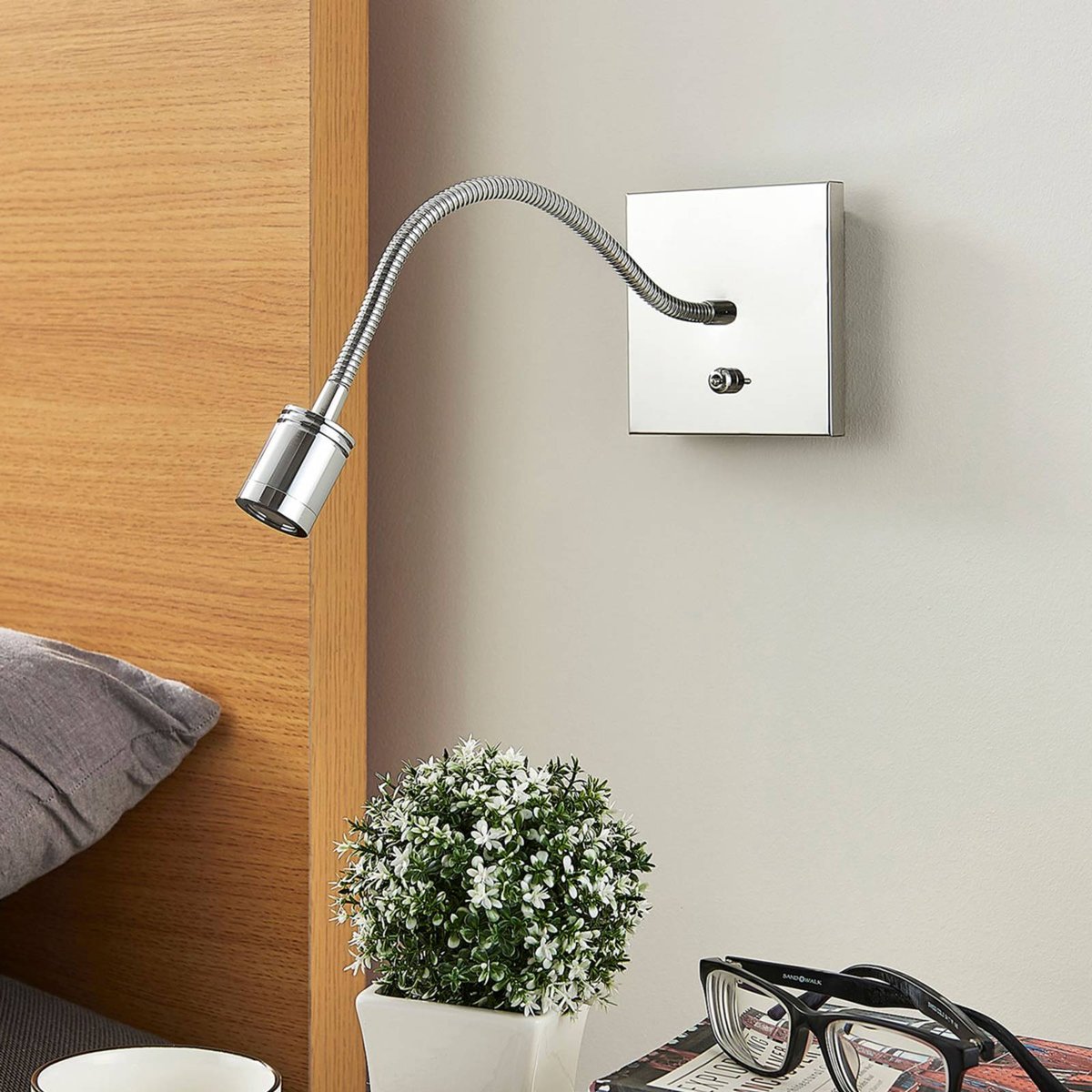 Applique en métal moderneLED, Berfin chromé, transparent, LINDBY