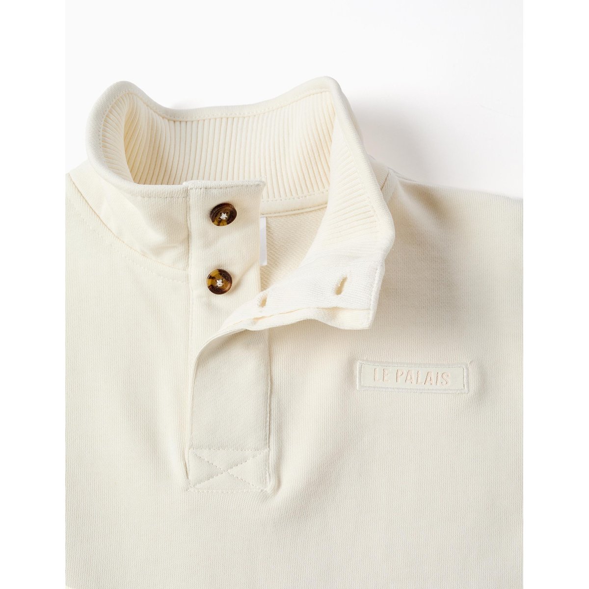 Sweat en molleton avec col montant et imprimé blanc, ZIPPY