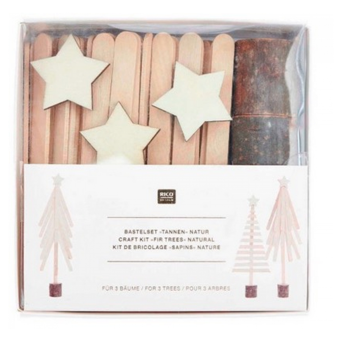 Kit de bricolage Baton de bois - Sapins couleur unique, RICO DESIGN