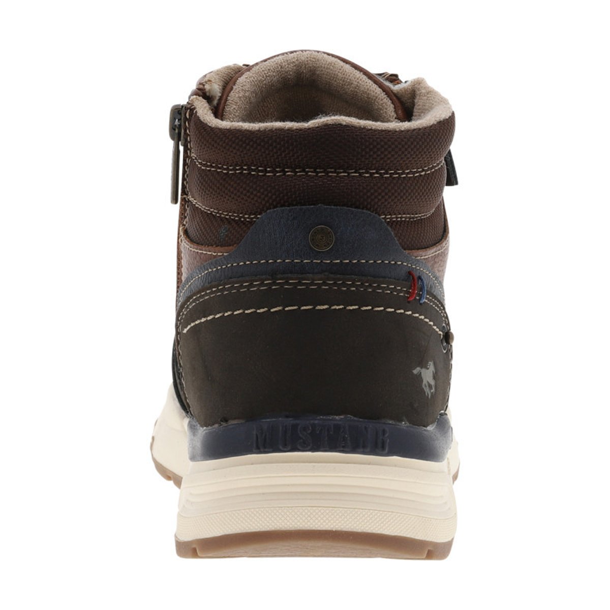 Baskets cognac à talon plat avec des lacets et un zip latéral cognac, MUSTANG