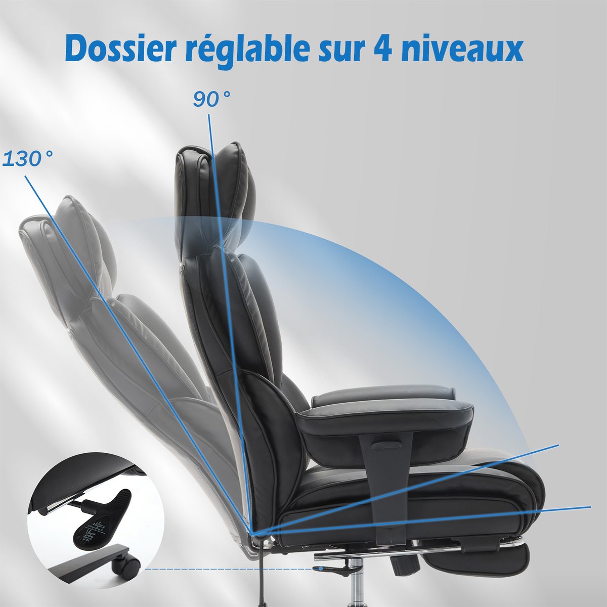 Fauteuil de bureau ergonomique, MORVEN noir, MEUBLES COSY