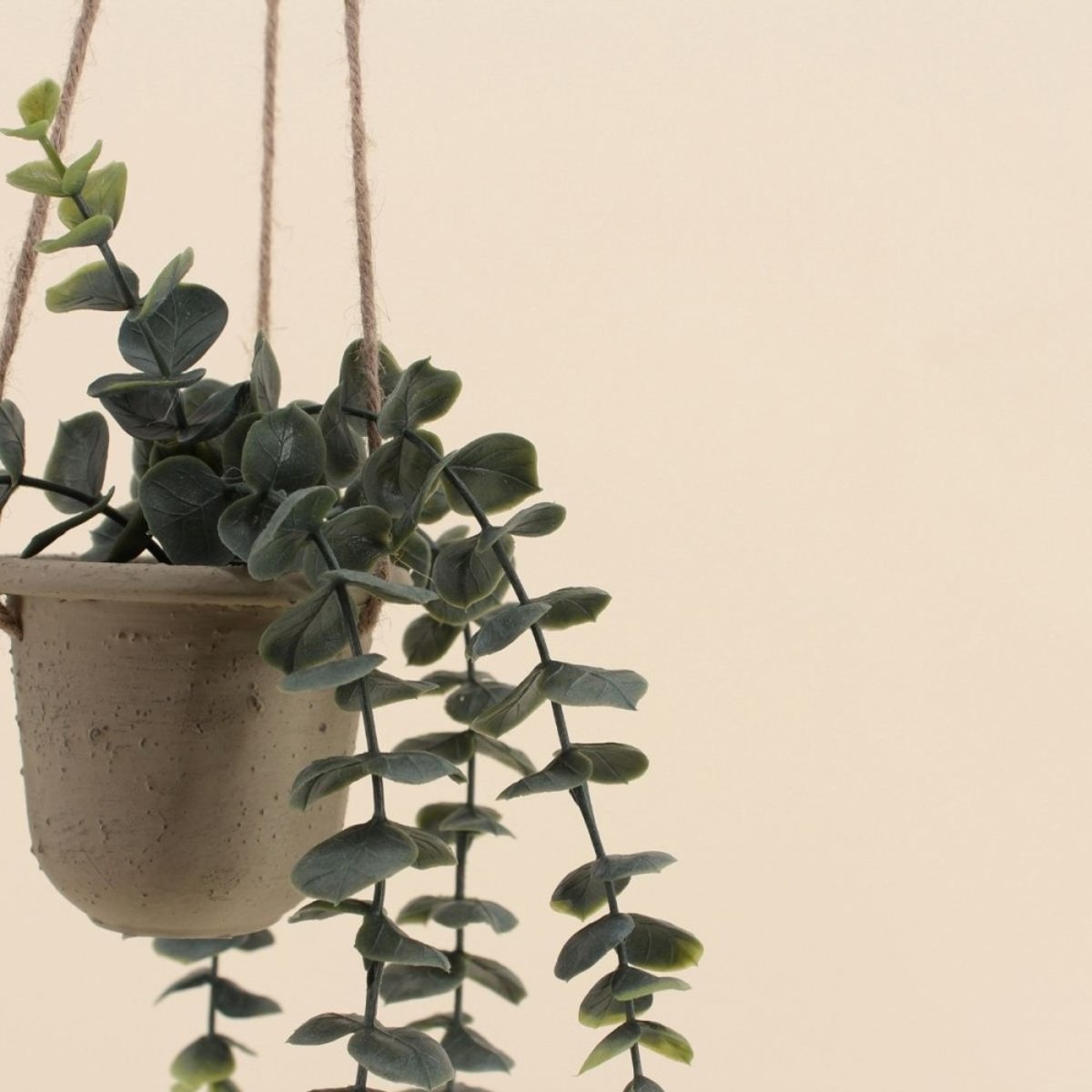 Plante artificielle tombante pot en papier maché 68cm beige, ORNAMI