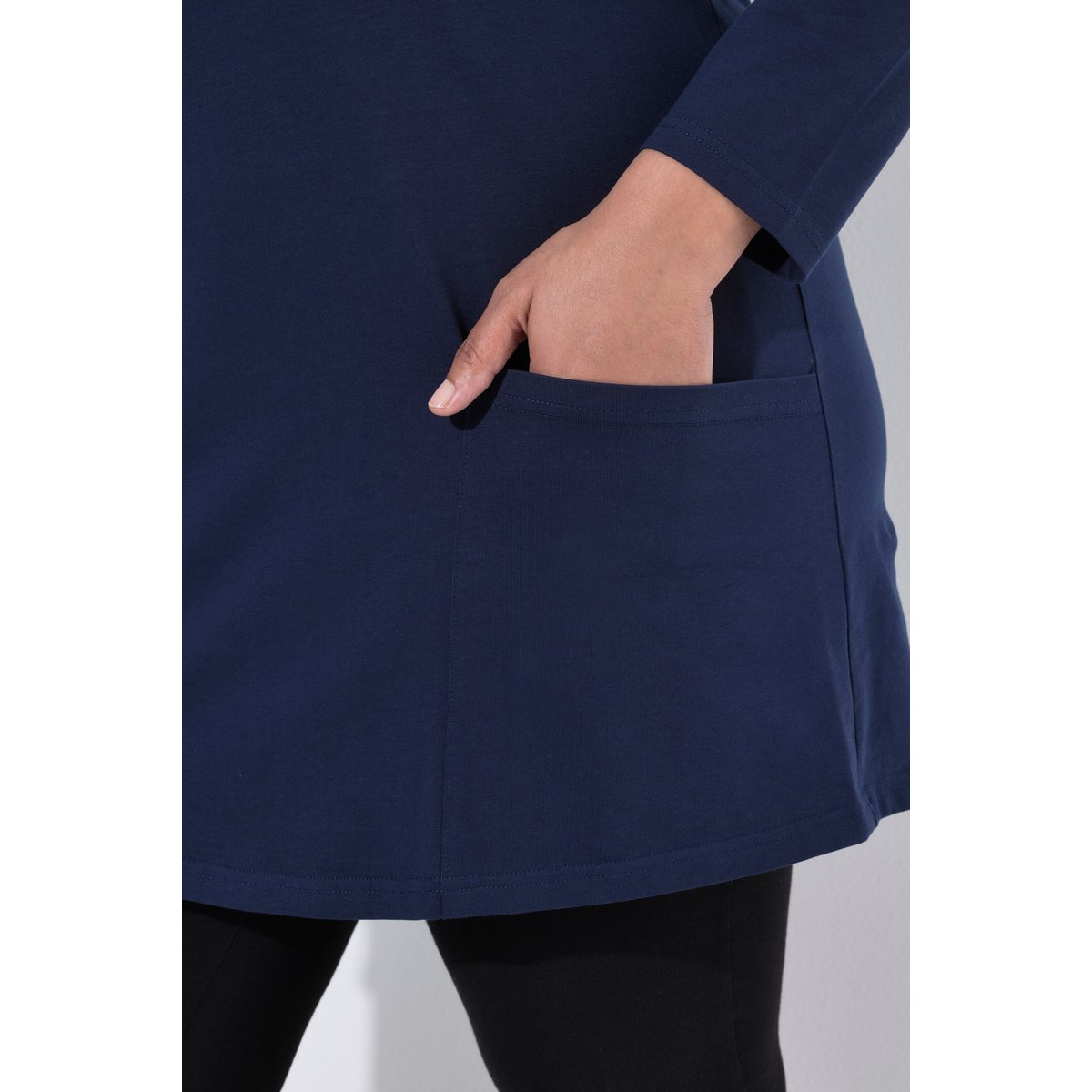 T-shirt long avec poches marine, ULLA POPKEN