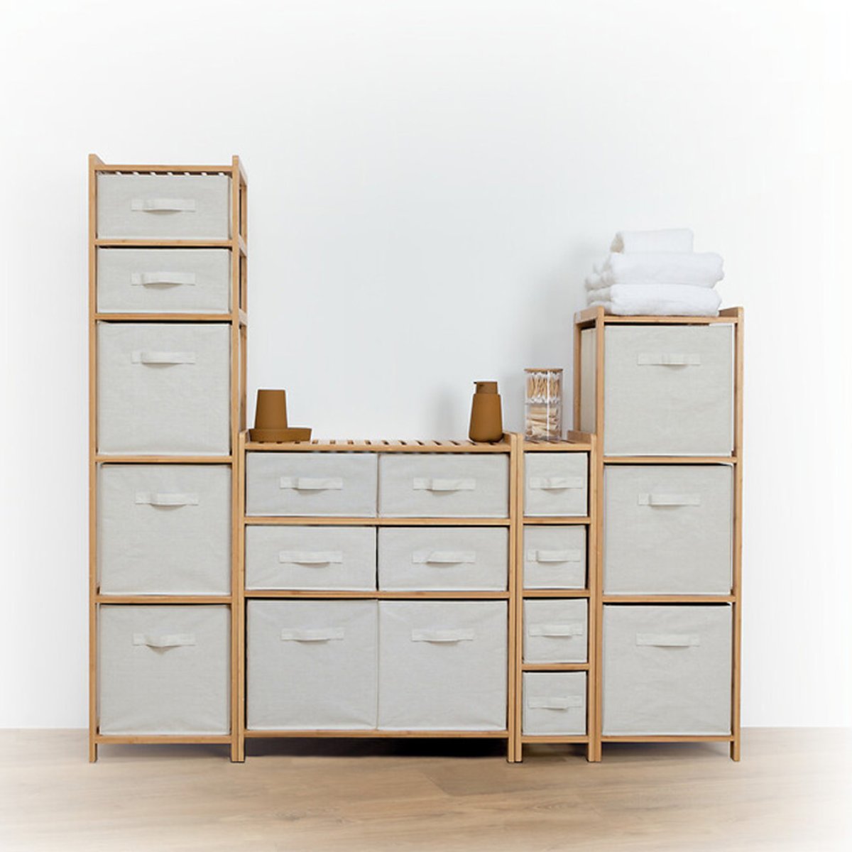 Meuble étagère avec 6 paniers TIDY BOX beige, 5FIVE SIMPLY SMART