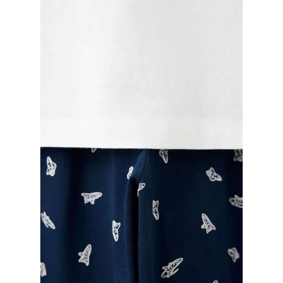 Pyjama complet en coton à motif fusées blanc cassé, MANGO KIDS