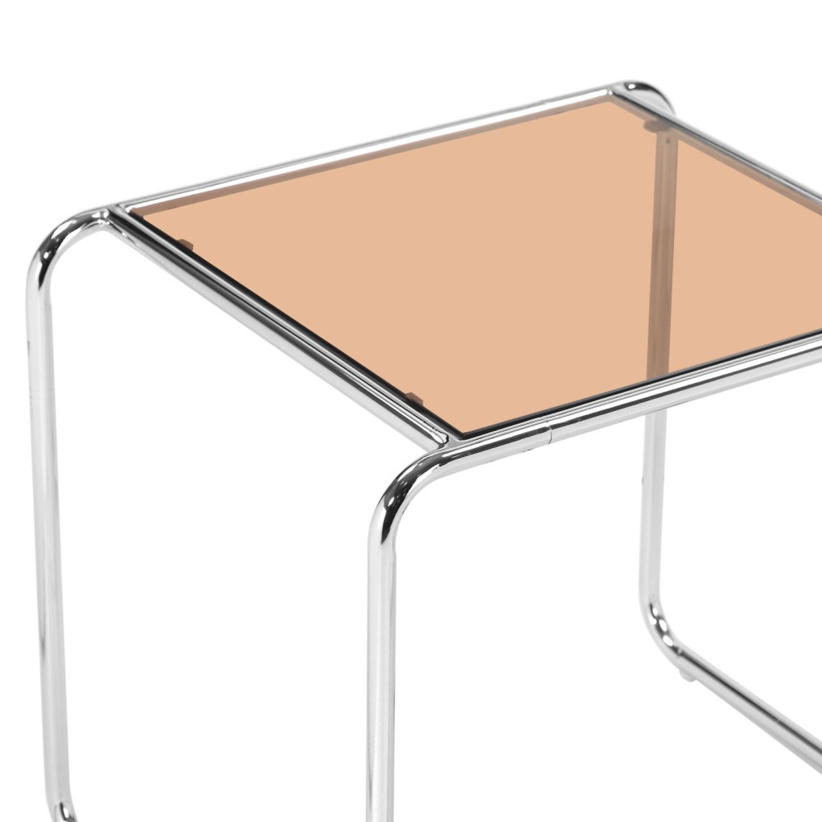 Table d'appoint en verre pieds chrome- RIKA verre ambré, DRAWER