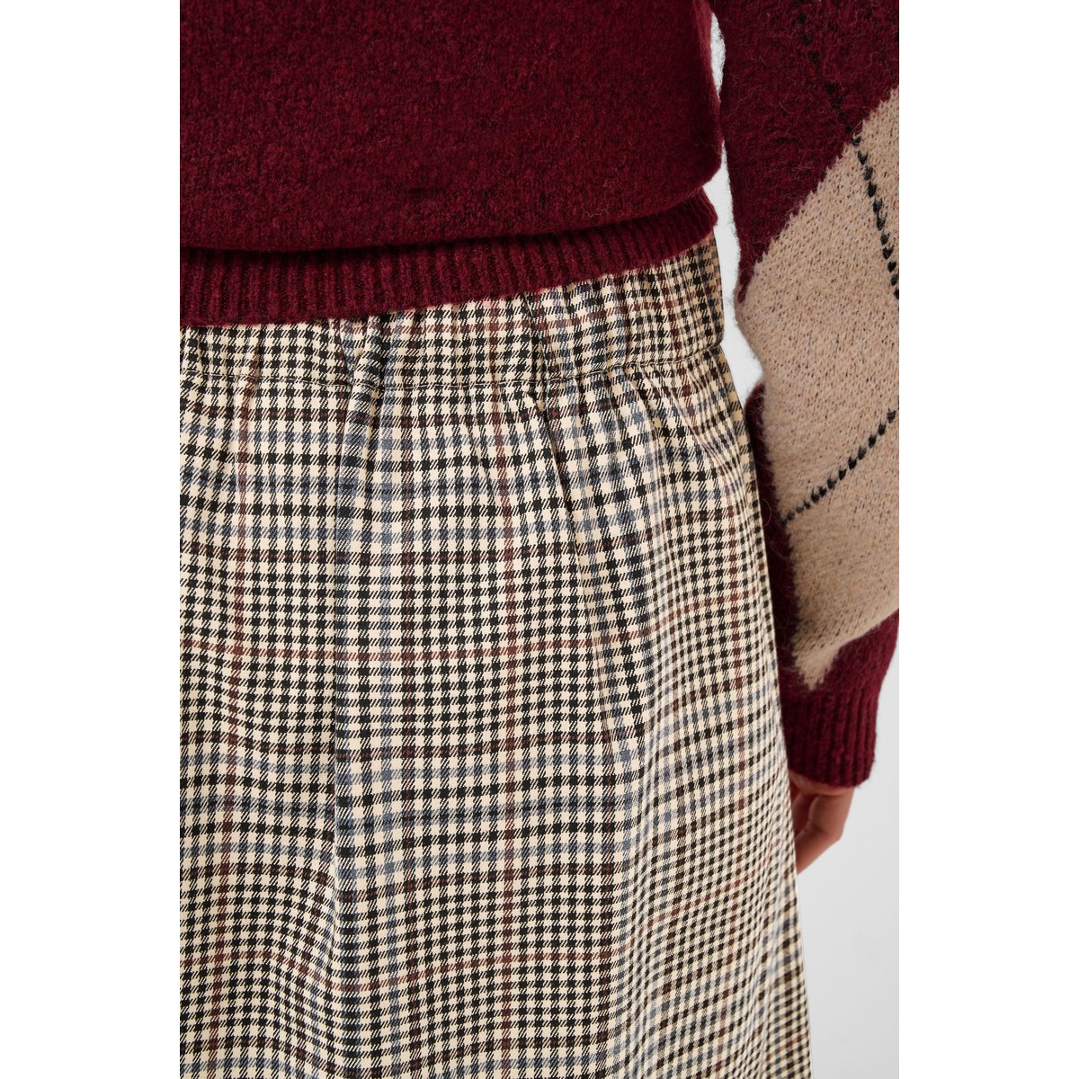 Jupe cintrée noir black check, CULTURE