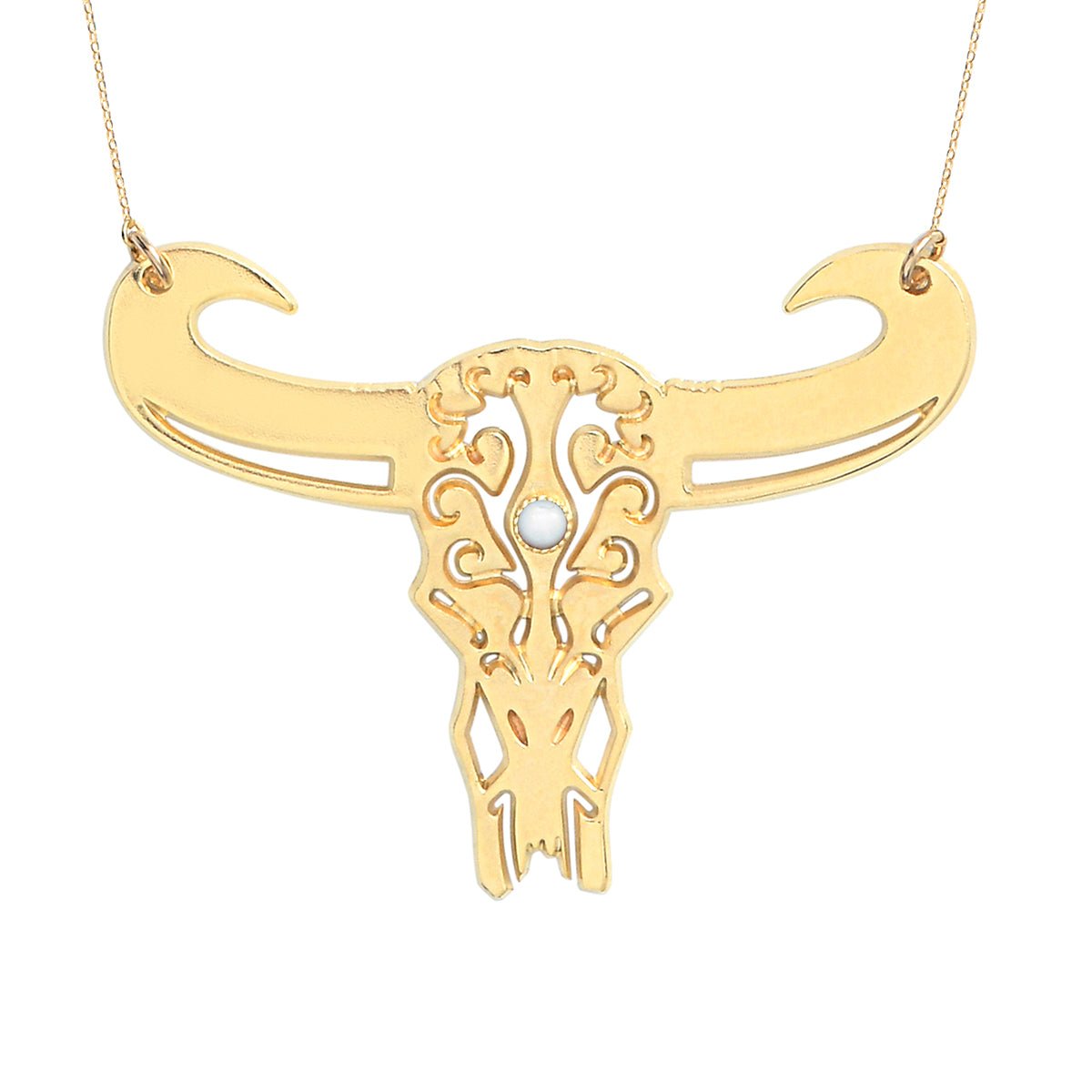 Collier tatoo buffle grand modele nacre blanche blanc, CAROLINE NAJMAN