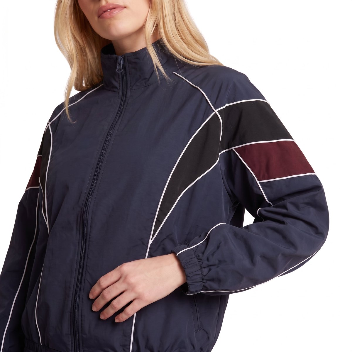 Blouson col montant, fermeture zippée et détails contrastés ISERINE bleu marine, ARTLOVE