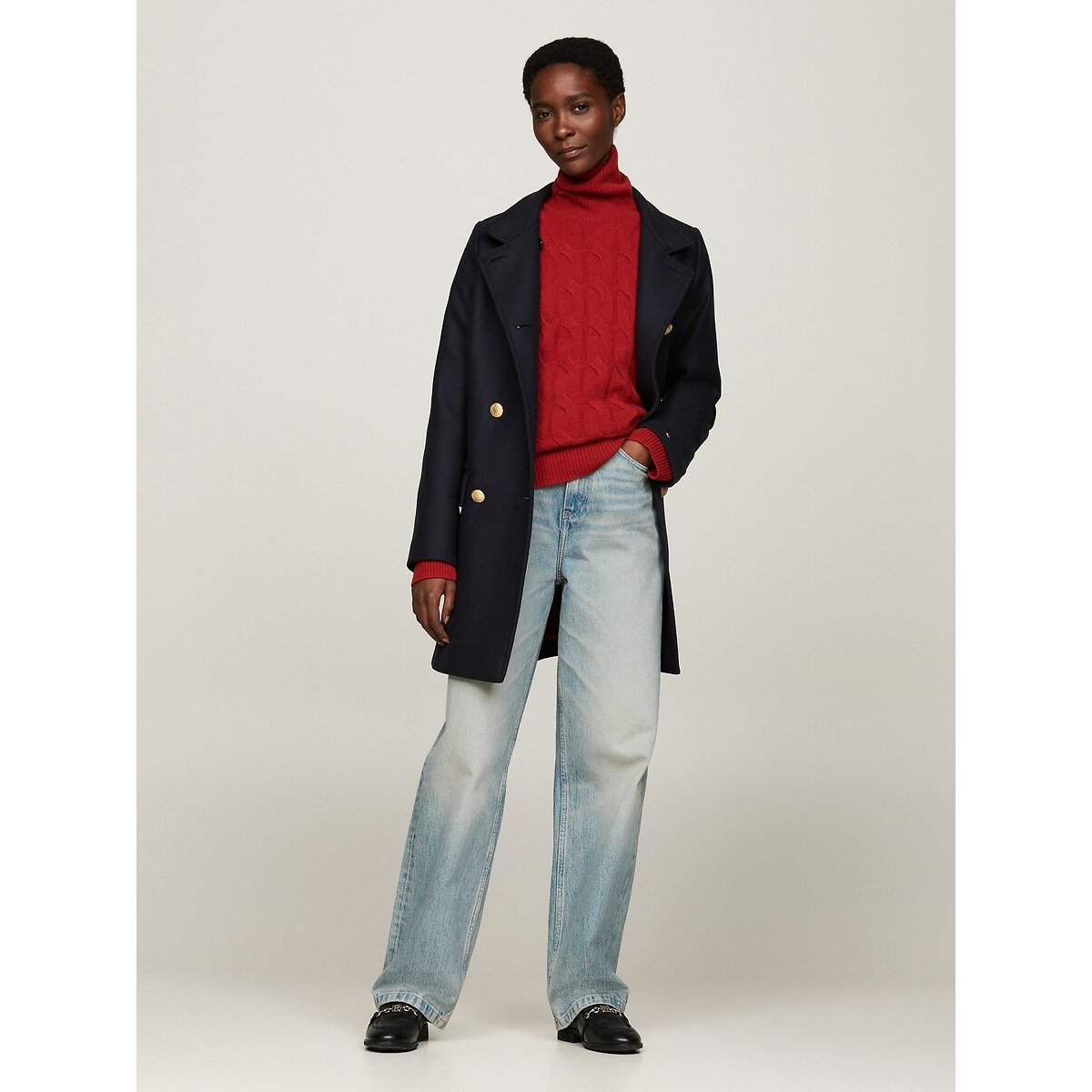 Abrigo de mezcla de lana, manga larga 90001629, TOMMY HILFIGER