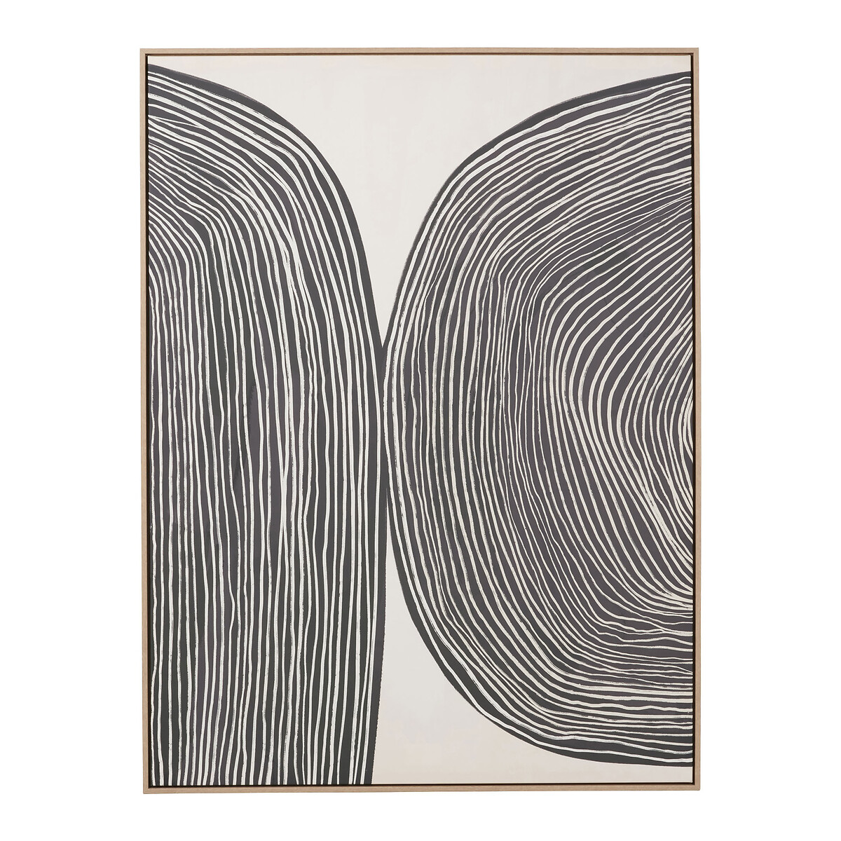 120x90cm Black and Cream Abstract Canvas with Natural Frame cream, SO'HOME
