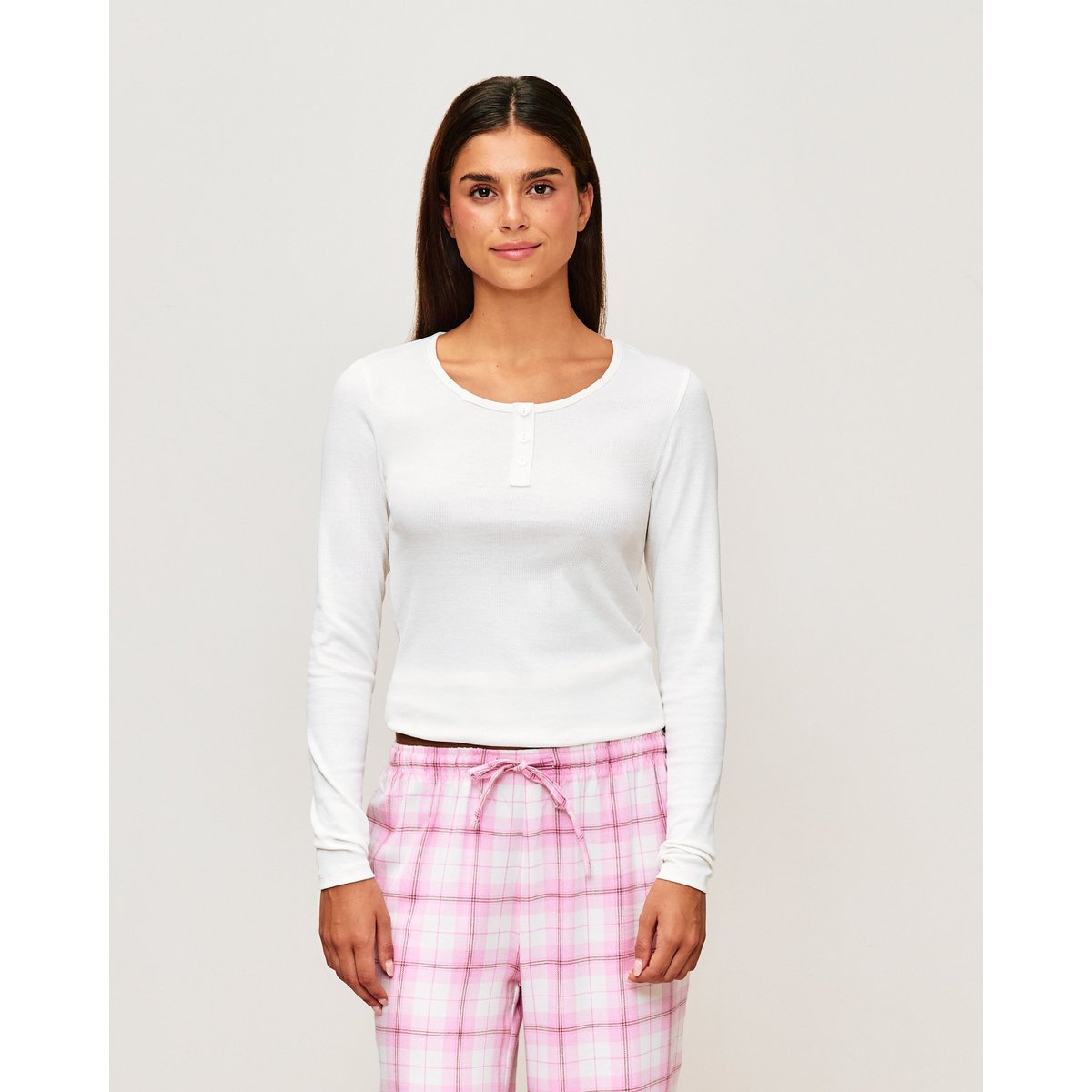 Top manches longues en jersey côtelé BUTTONRIBTELLI blanc, UNDIZ