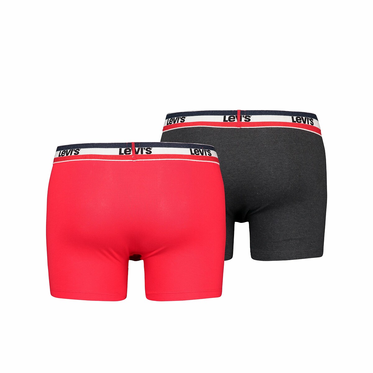 Lot de 2 boxers unis logo sportswear noir + rouge, LEVI'S