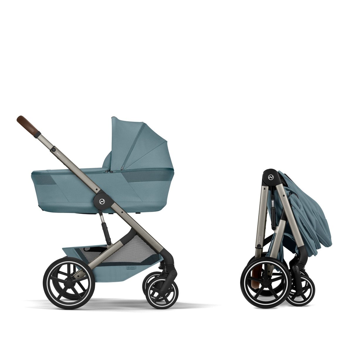 Poussette duo tout terrain Balios S Lux 4 avec nacelle pliable bleu stormy blue, CYBEX