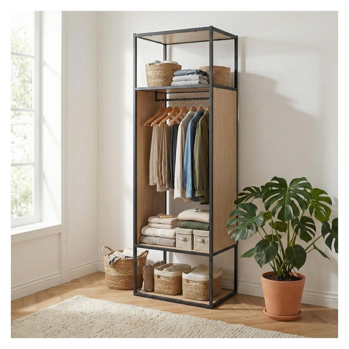 Portant vêtements en bois et métal gris OSLO gris anthracite, MOB IN