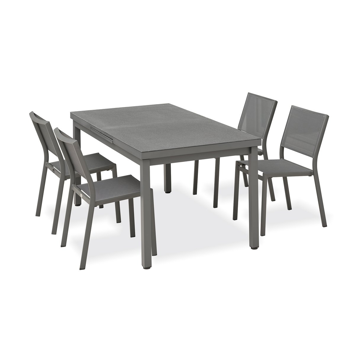 Ensemble repas de jardin 4 places en aluminium DANIA gris anthracite, DCB GARDEN