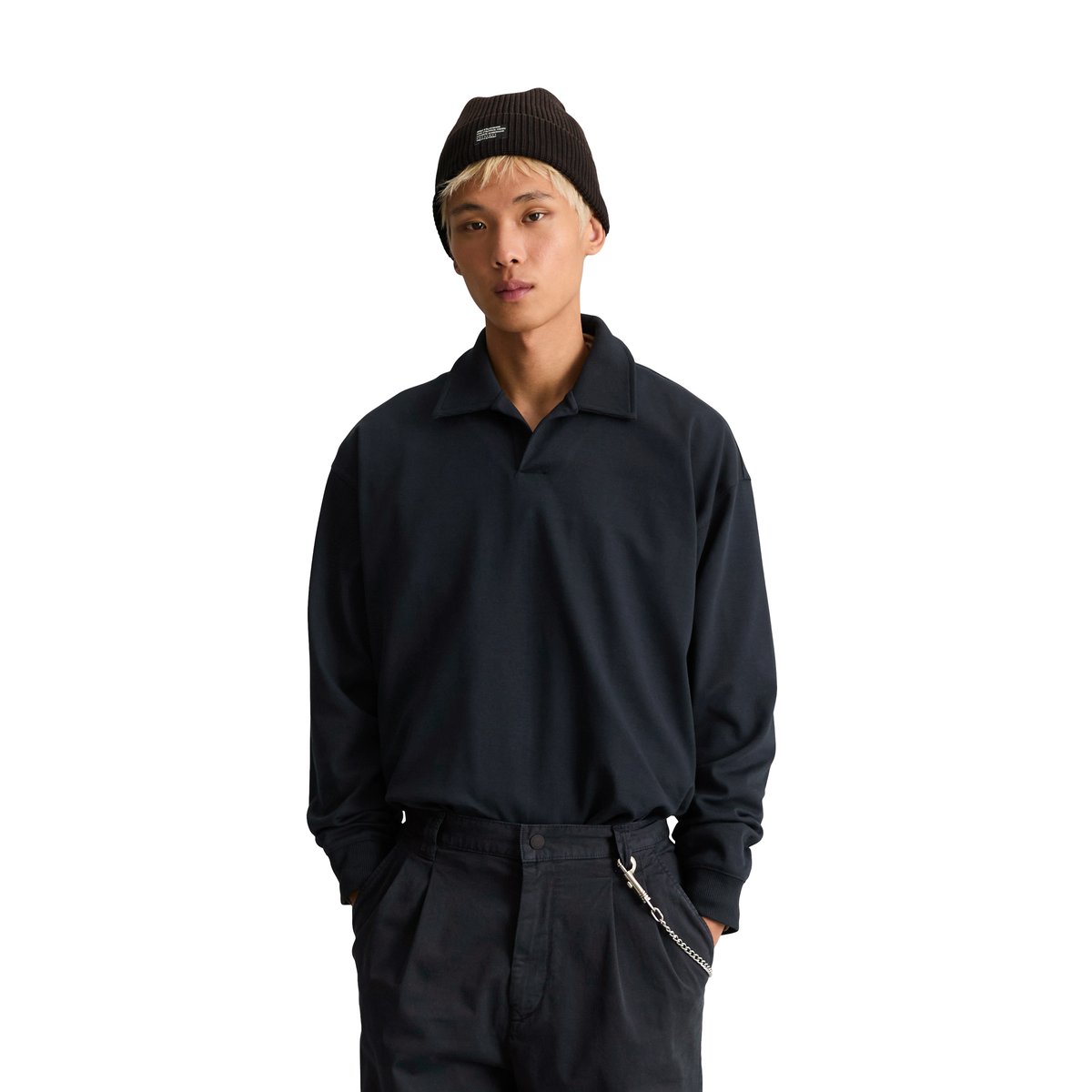 Sweat-shirt polo coupe classique en jersey interlock épais bleu, MARC O’POLO DENIM
